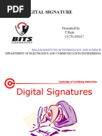 Digital Signature: Presented by T.Raju 11C31A04A7