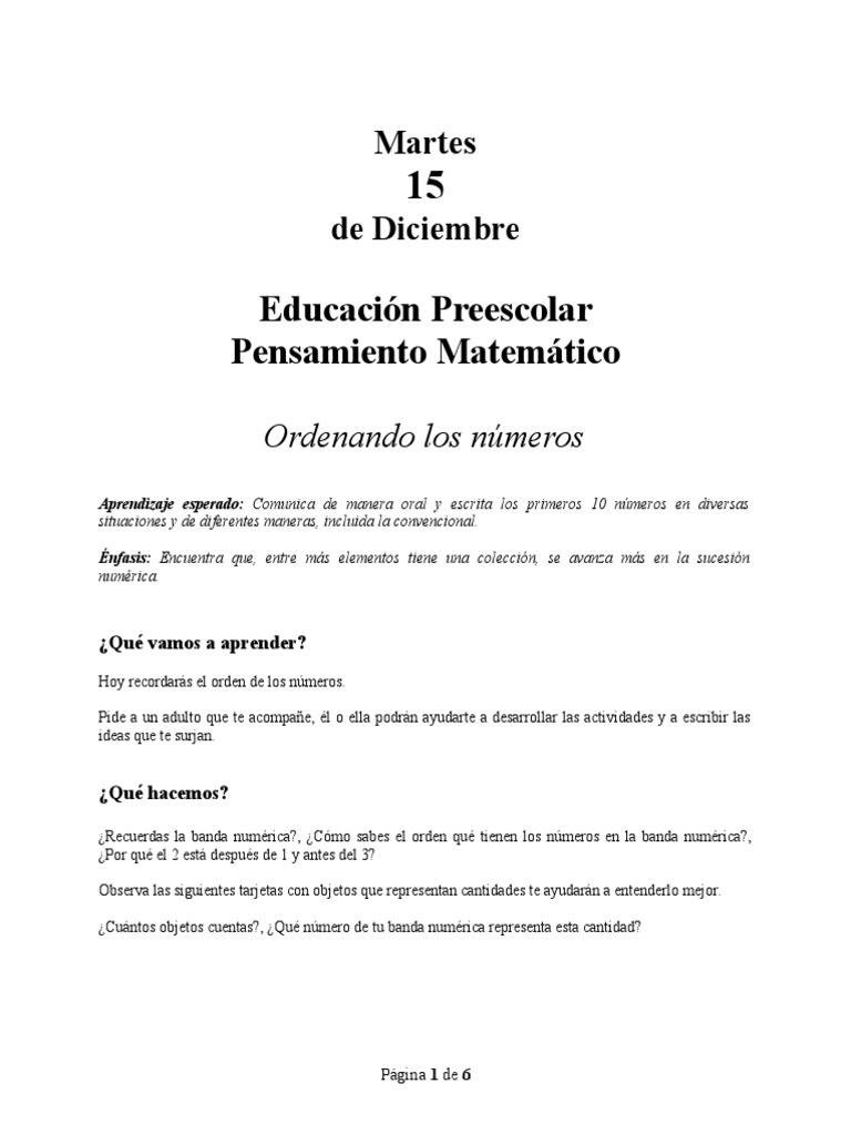 Actividades de conteo para preescolar | PDF | Educación de la primera ...