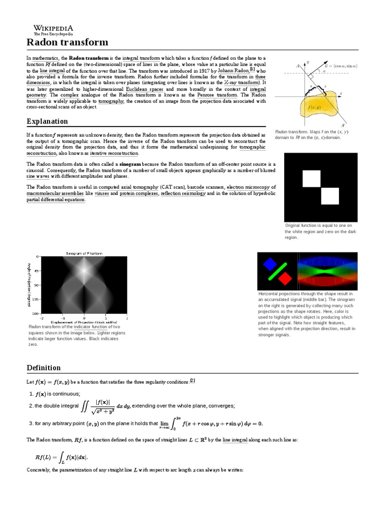 Radon Transform | PDF