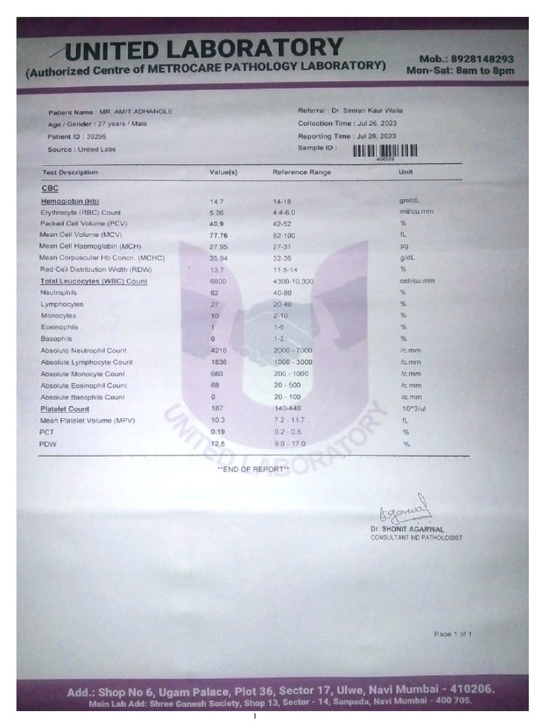 Blood Test Reports PDF