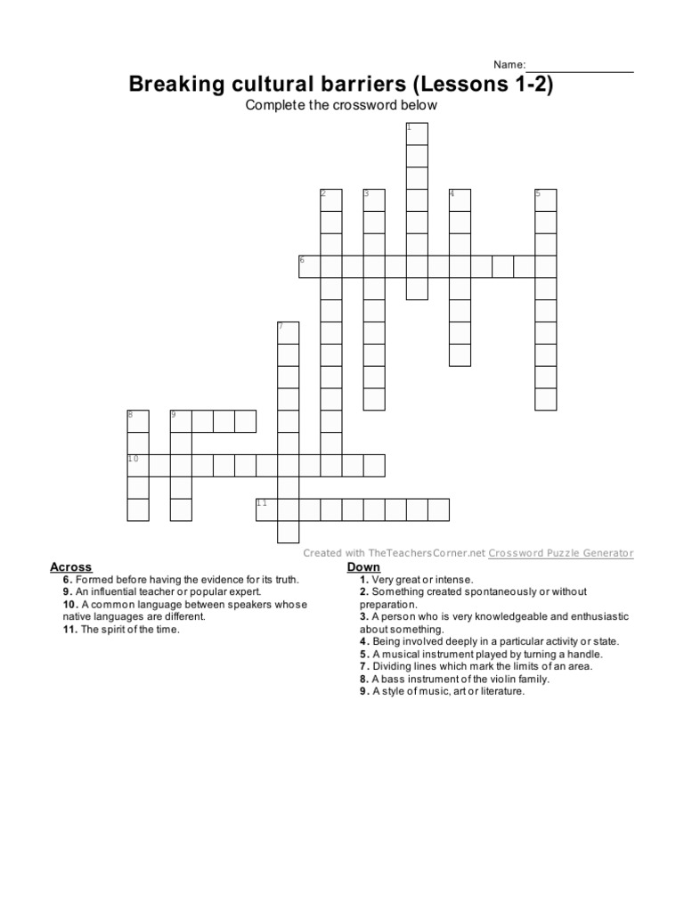 Crosswords Breaking Cultural Barriers (Lessons 12) PDF