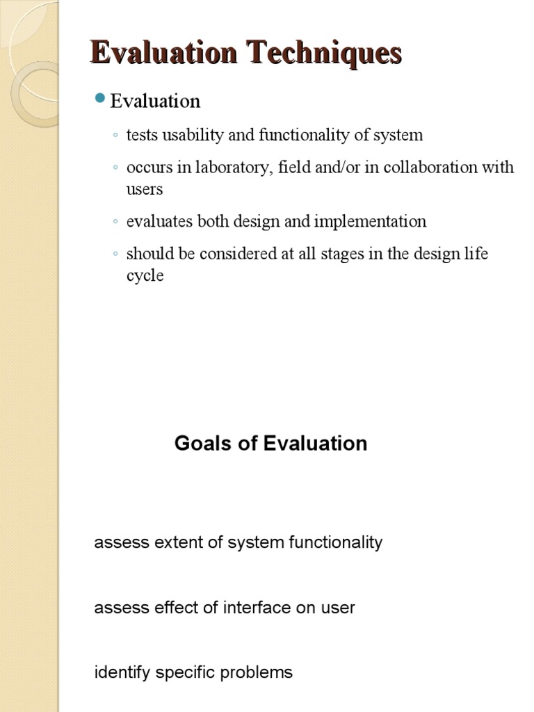 Week 6 Evaluation Techniques | PDF
