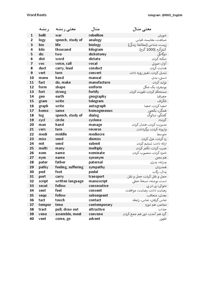 Word Roots PDF