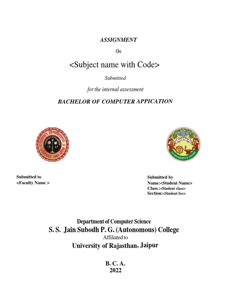 BCA Assignment Front Page Design Guide | PDF | Computers