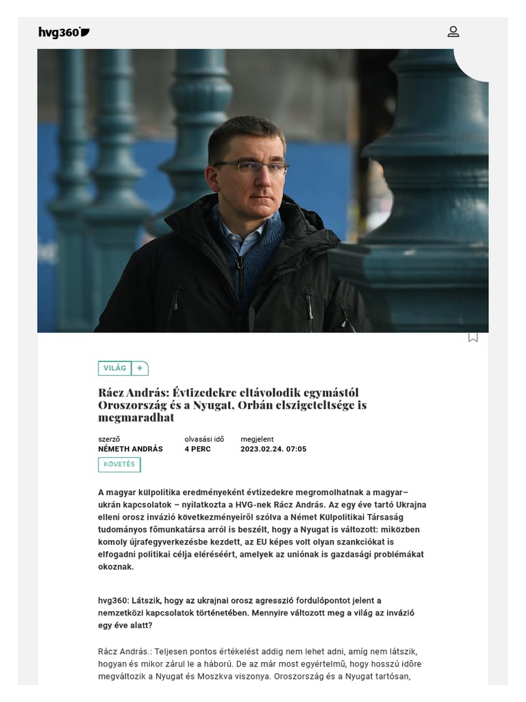 hvg360 - Rácz András - Évtizedekre Eltávolodik Egymástól Oroszország És ...