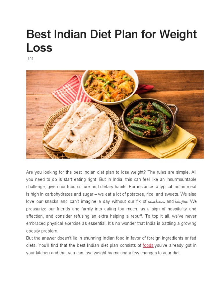 Best Indian Diet Plan For Weight Loss PDF