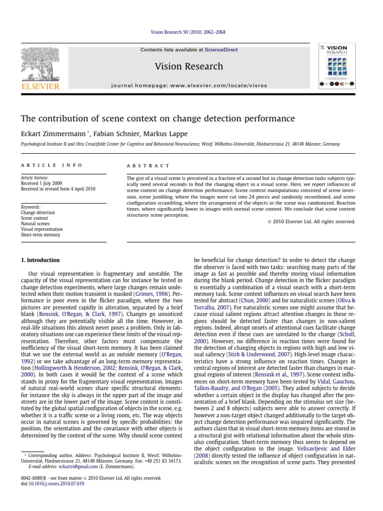 Zimmermann - The Contribution of Scene Context On Change Detection ...
