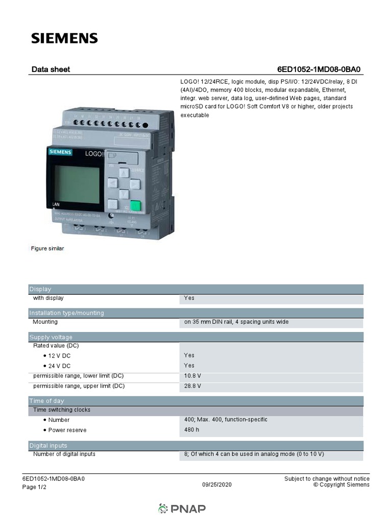 6ed1052 1MD08 0ba0 | PDF | Relay | Electrical Engineering