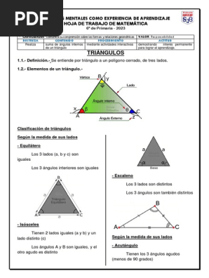 Hoja De Trabajo De Triángulos Especiales Ilustración Vectorial. Hoja