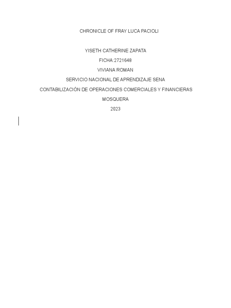 Chronicle of Luca Pacioli | PDF