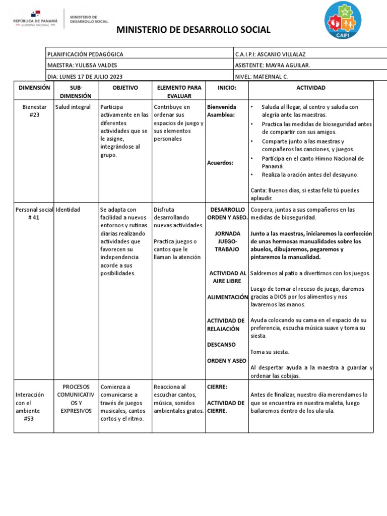 Planificación Pedagógica Maternal C | PDF | Ritmo