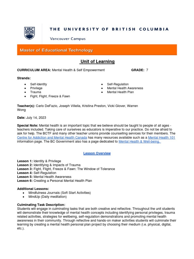 Unit of Learning | PDF