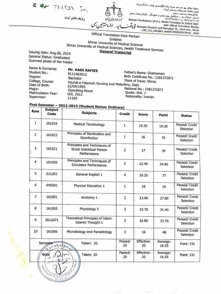 Graduation transcript | PDF