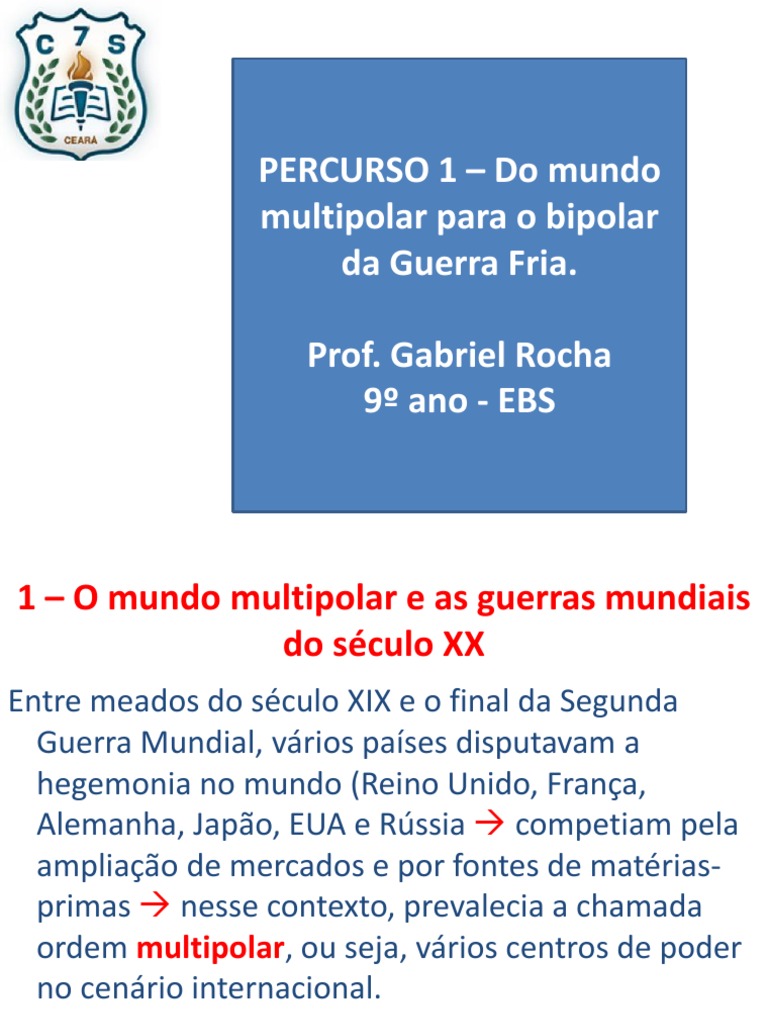 Do Mundo Multipolar para o Bipolar Da Guerra Fria | PDF