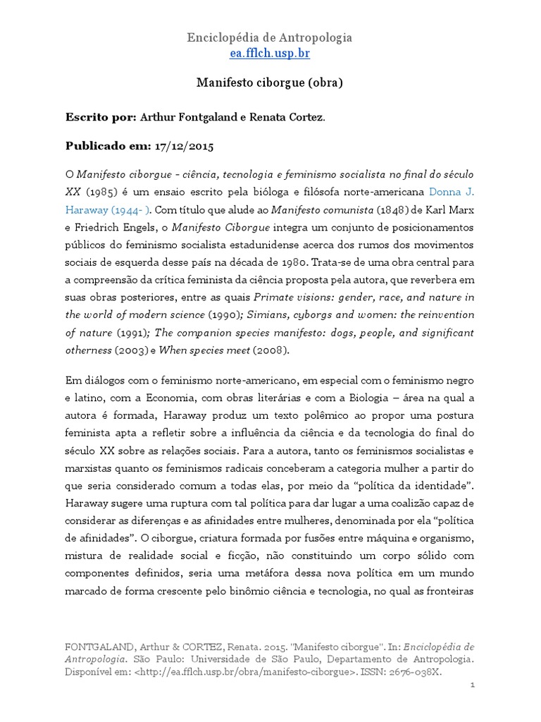 Manifesto Ciborgue 0 | PDF
