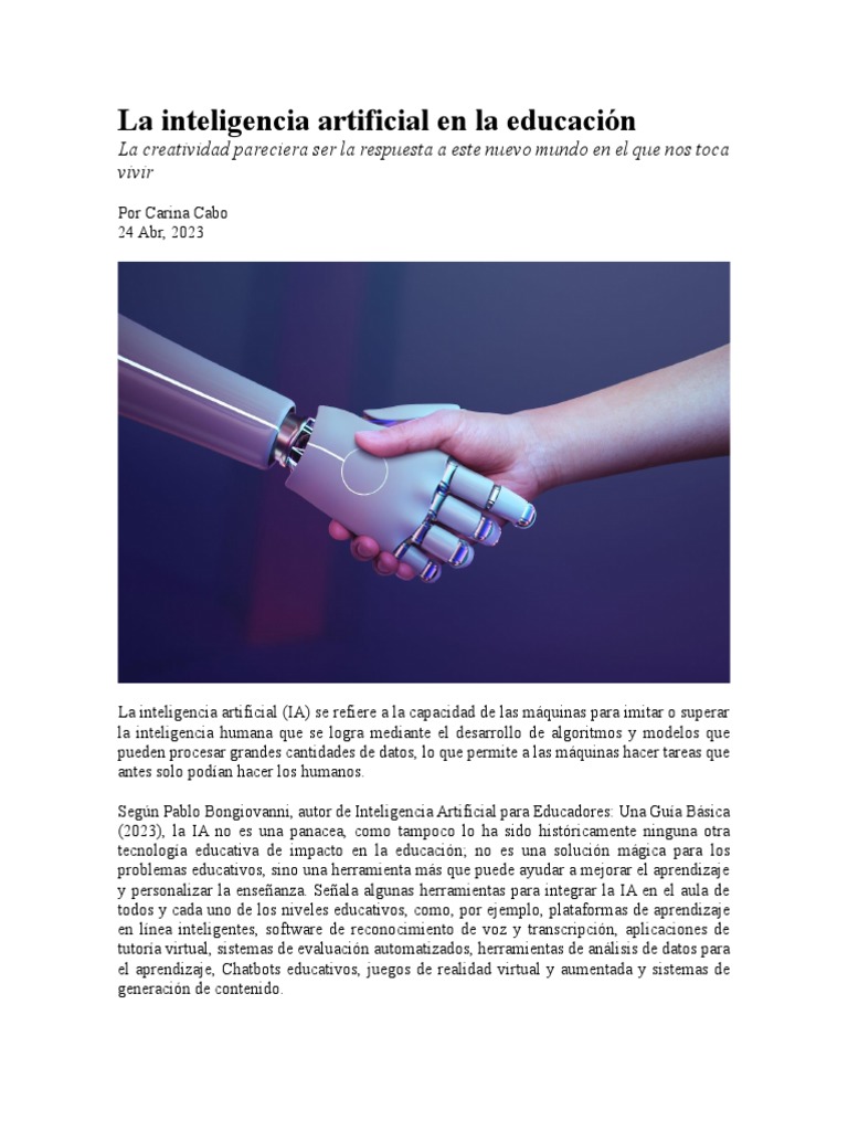 IA en la educación: retos y oportunidades | PDF | Inteligencia ...