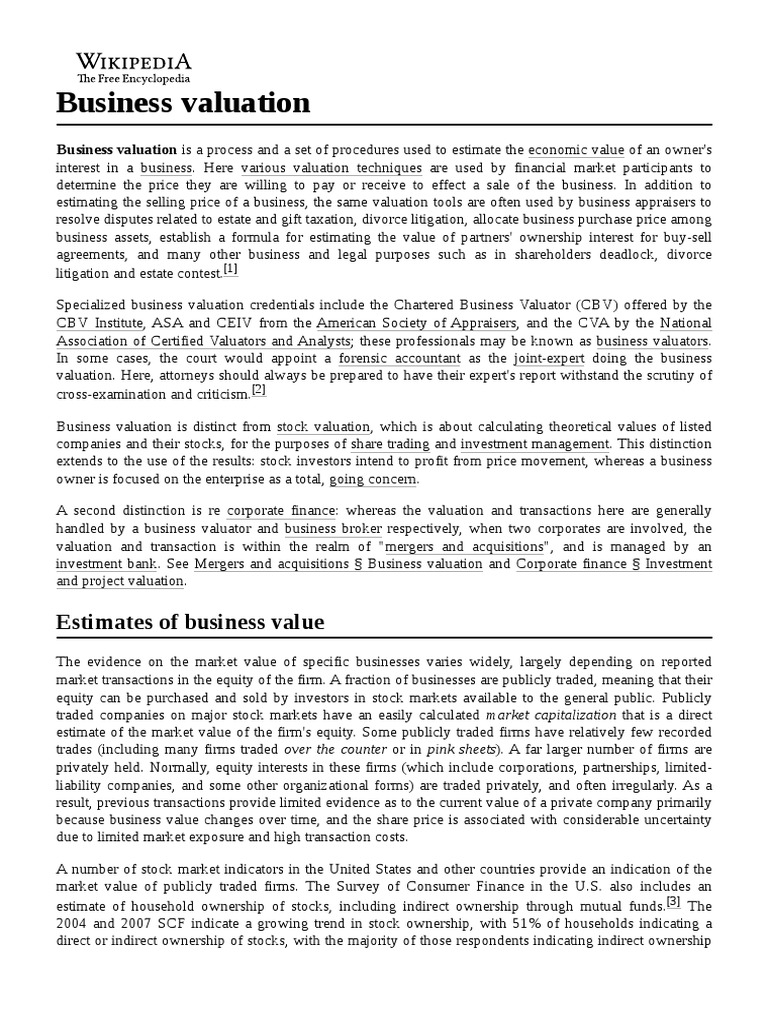 Business Valuation | PDF