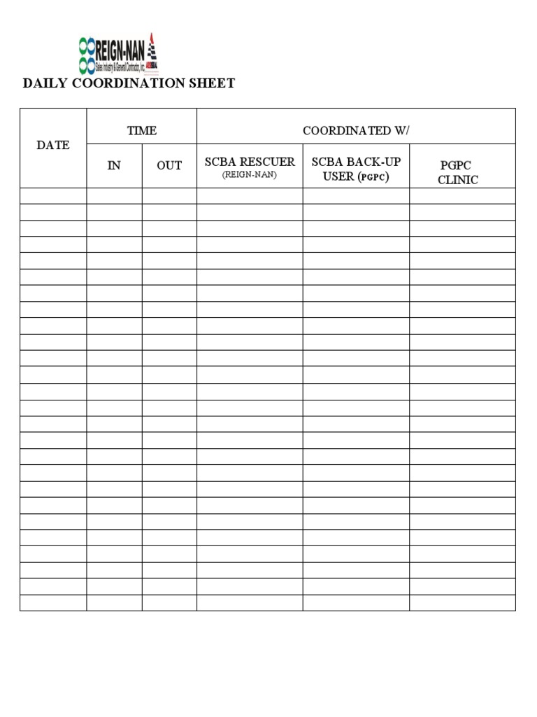Daily Coordination Sheet | PDF | Science & Mathematics | Computers
