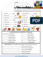 COUNTABLES AND UNCOUNTABLES Worksheet