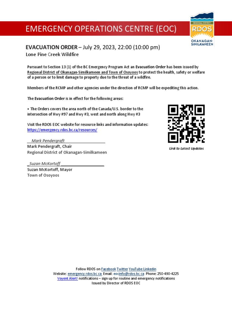 23-5501 Lone Pine Creek Wildfire Evac Order | PDF