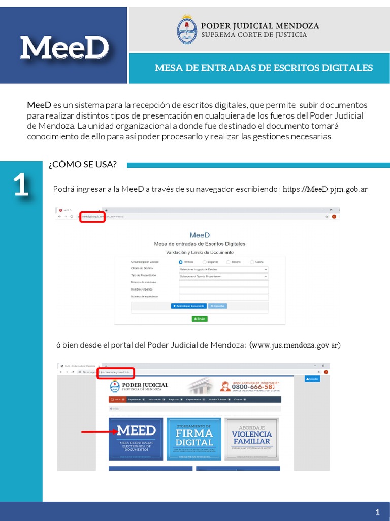 Guía de Uso de MeeD para Presentaciones Judiciales | PDF | Informática ...