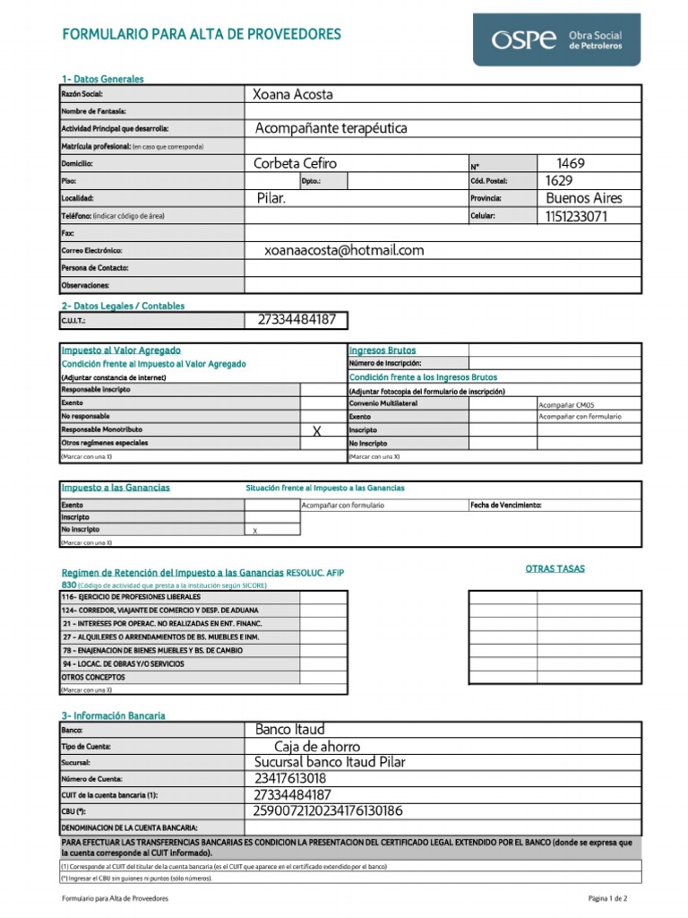 Form. Alta de Proveedores v8 + Anexo Abm de Prestadores | PDF