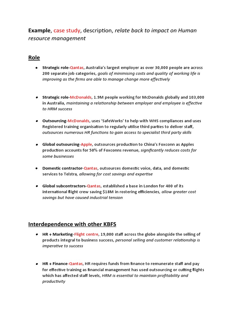 HRM Case Studies: Qantas & McDonalds | PDF | Employment | Franchising