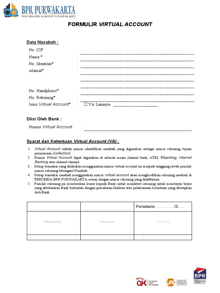 Formulir Pendaftaran Virtual Account | PDF