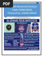 MTH603 Final Term Solved MCQs by JUNAID