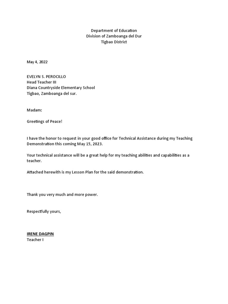 Request for Technical Assistance Letters | PDF | Learning | Teaching