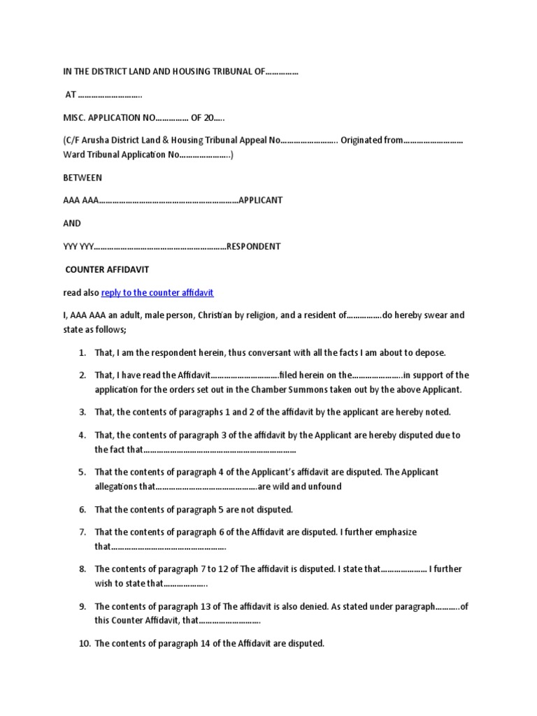 Sample counter affidavit pdf
