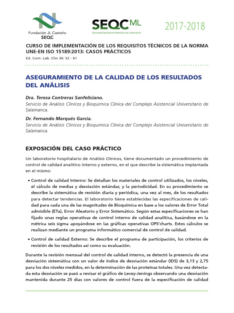 Aseguramiento de Calidad en Laboratorios Clínicos | PDF