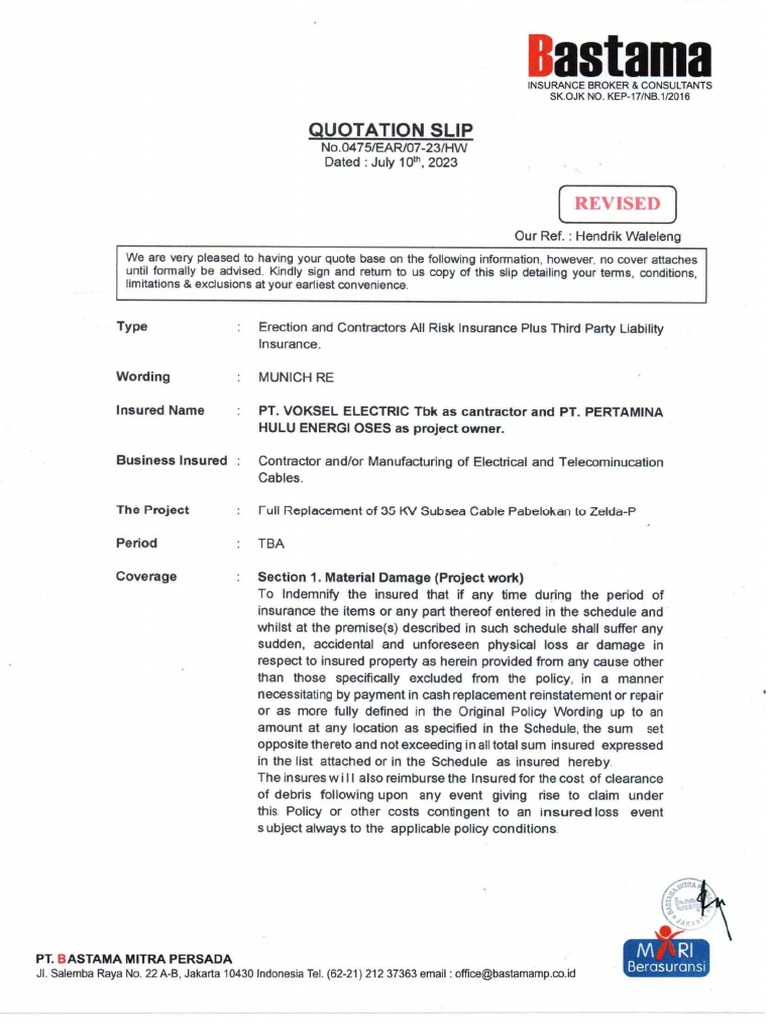 Quotation Slip EAR_PT VOKSEL ELECTRIC Tbk_Asuransi REVISED PDF