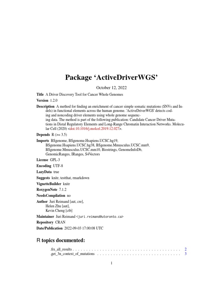 Active Driver WGS PDF Gene Human Genome