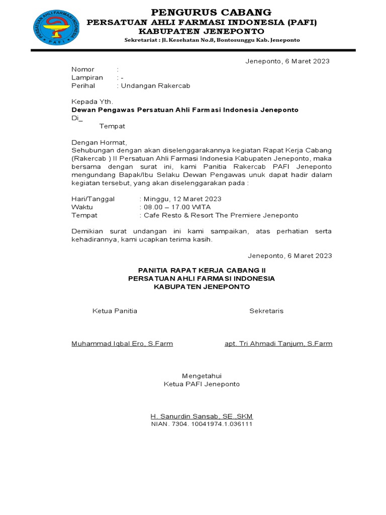Undangan Rakercab | PDF | Kesehatan Holistik | Gaya Hidup