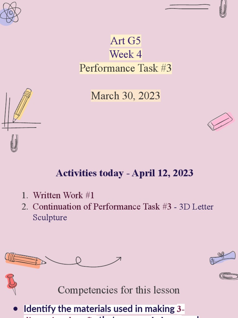 Grade 5 3D Lettering Performance Task | PDF | Sculpture | Paper