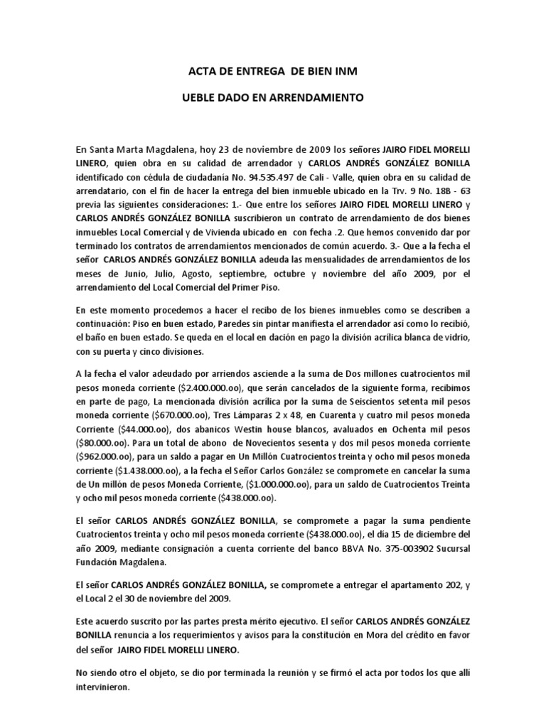 Carta De Entrega De Vivienda - Listen oo