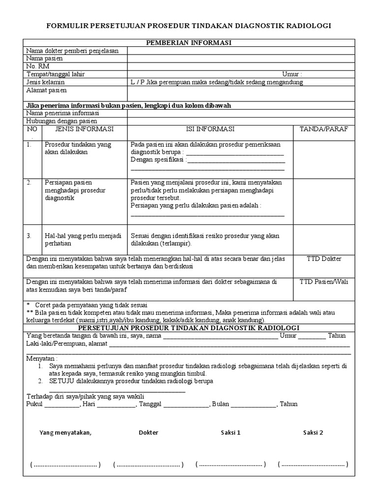 FORMULIR INFORM CONCENT KONTRAS MEDIA RADIOLOGI (1) | PDF
