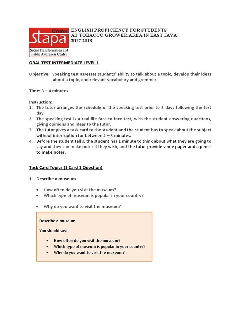 English Proficiency Oral Test Guide | PDF