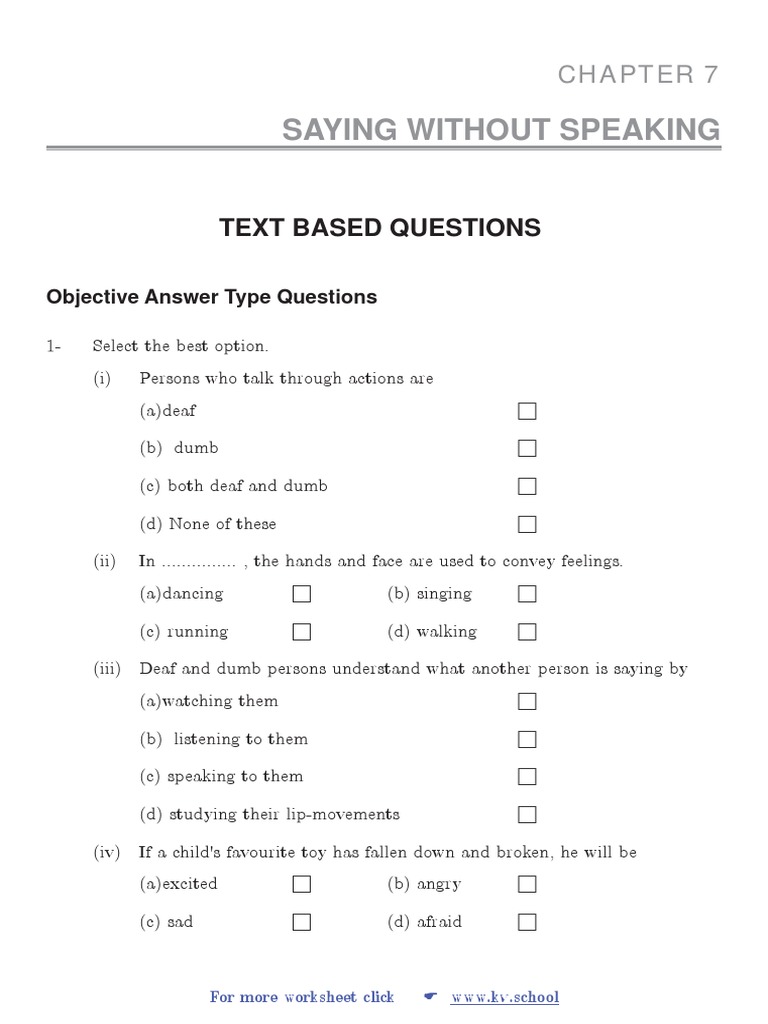 Saying Without Speaking WS PDF