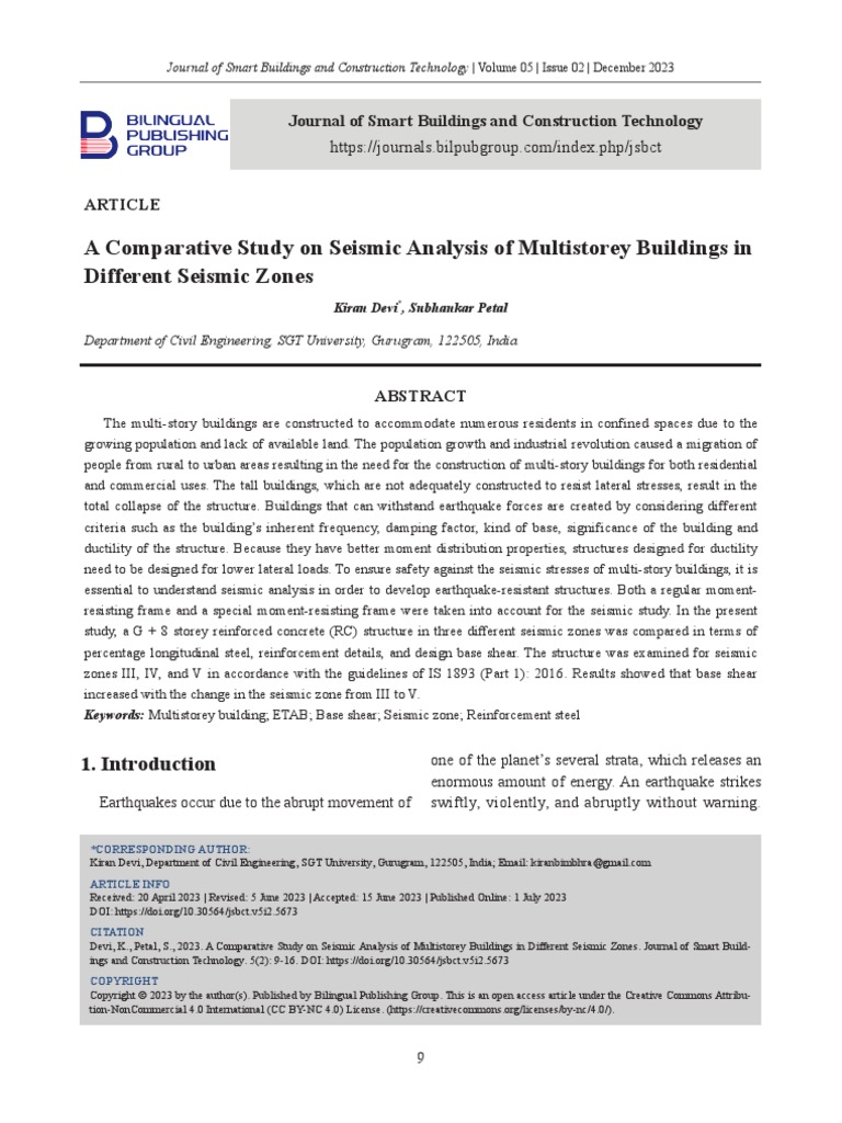 A Comparative Study On Seismic Analysis of Multist | PDF | Beam ...