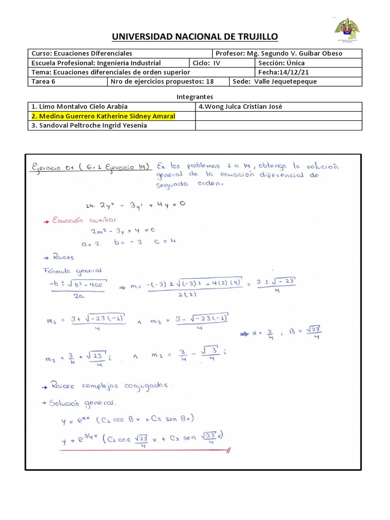 Tarea 06 Ecuaciones Diferenciales | PDF | Tecnología
