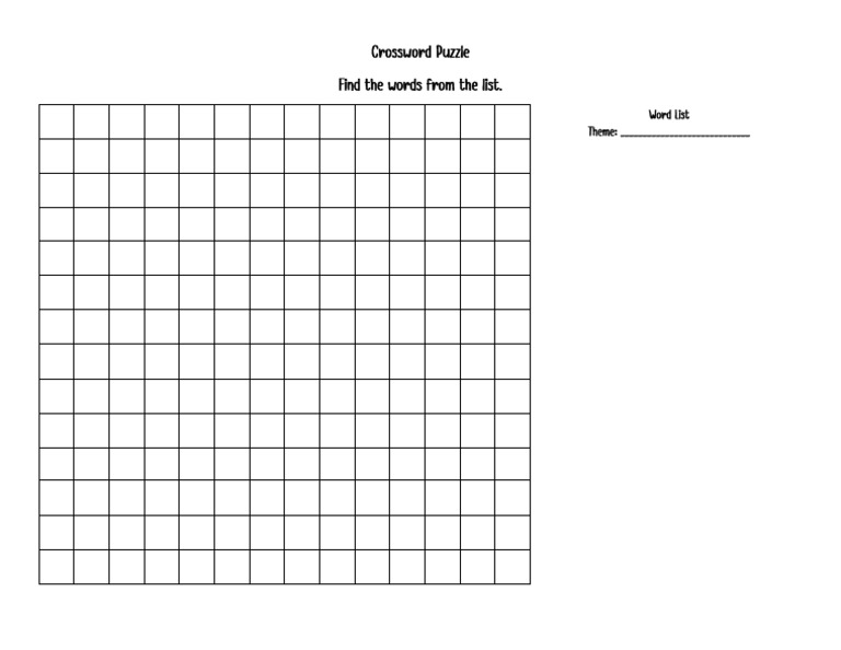 Crossword Puzzle Table PDF