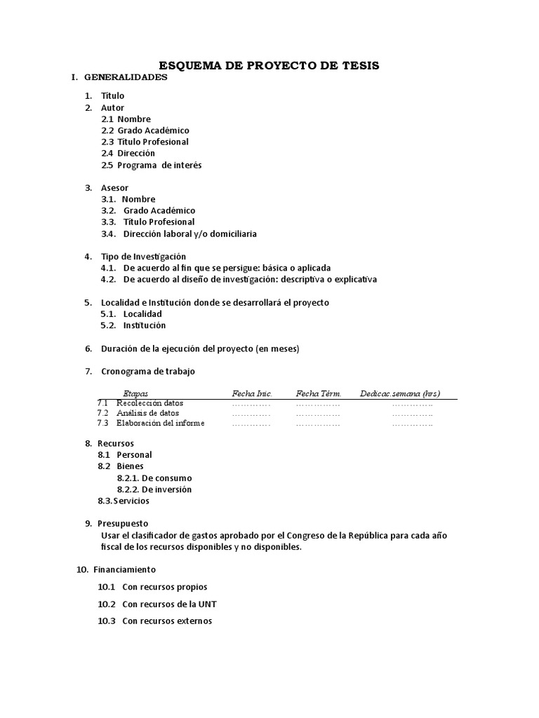 Esquema para Proyecto de Tesis | PDF | Teoría | Hipótesis