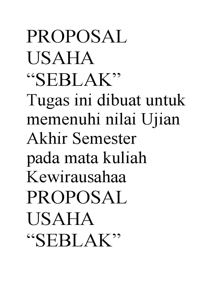 Proposal Usaha Kios Seblak Kering | PDF