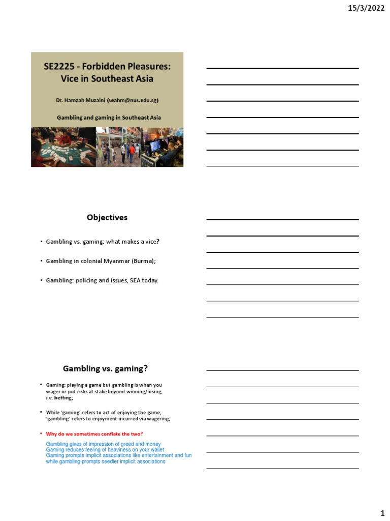 SE2225 WK 9 Gambling in SEA - Handout | PDF | Gambling | Noble ...