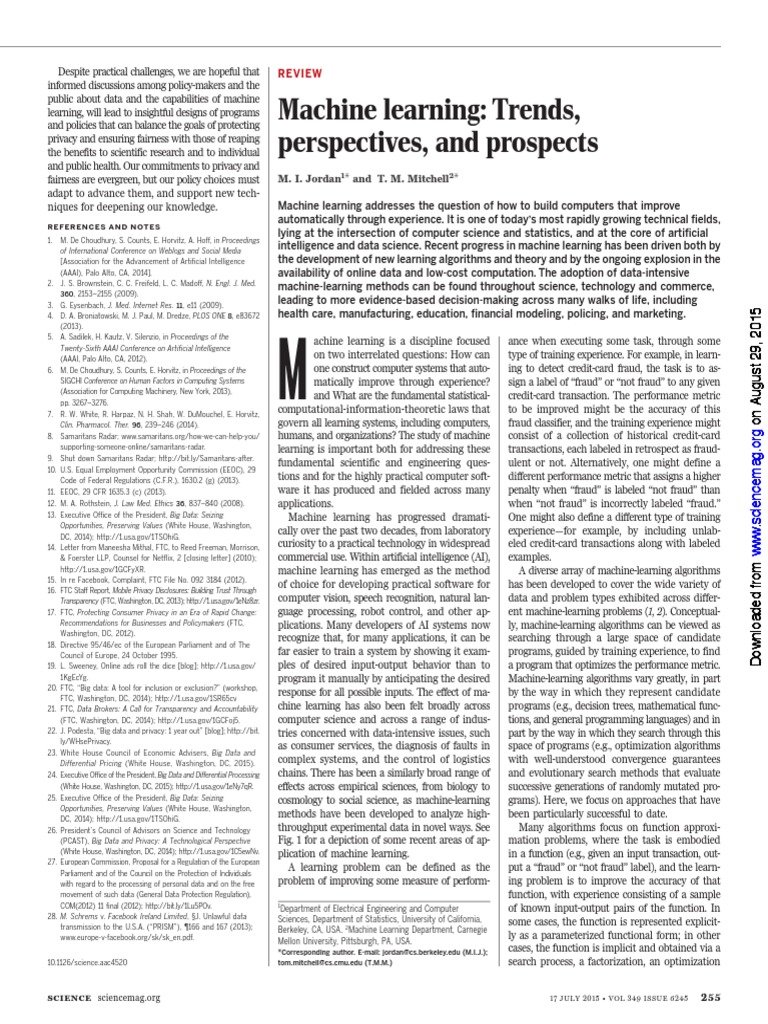 Machine Learning: Trends and Perspectives | PDF | Machine Learning ...