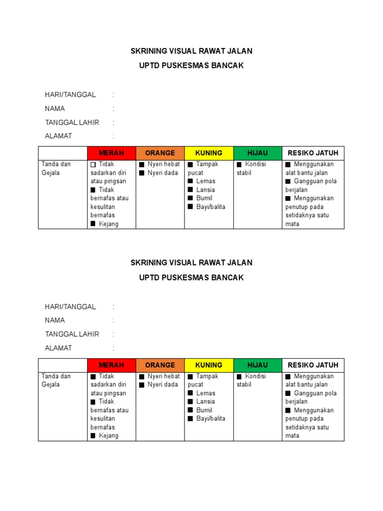 Skrining Visual Puskesmas Bancak | PDF