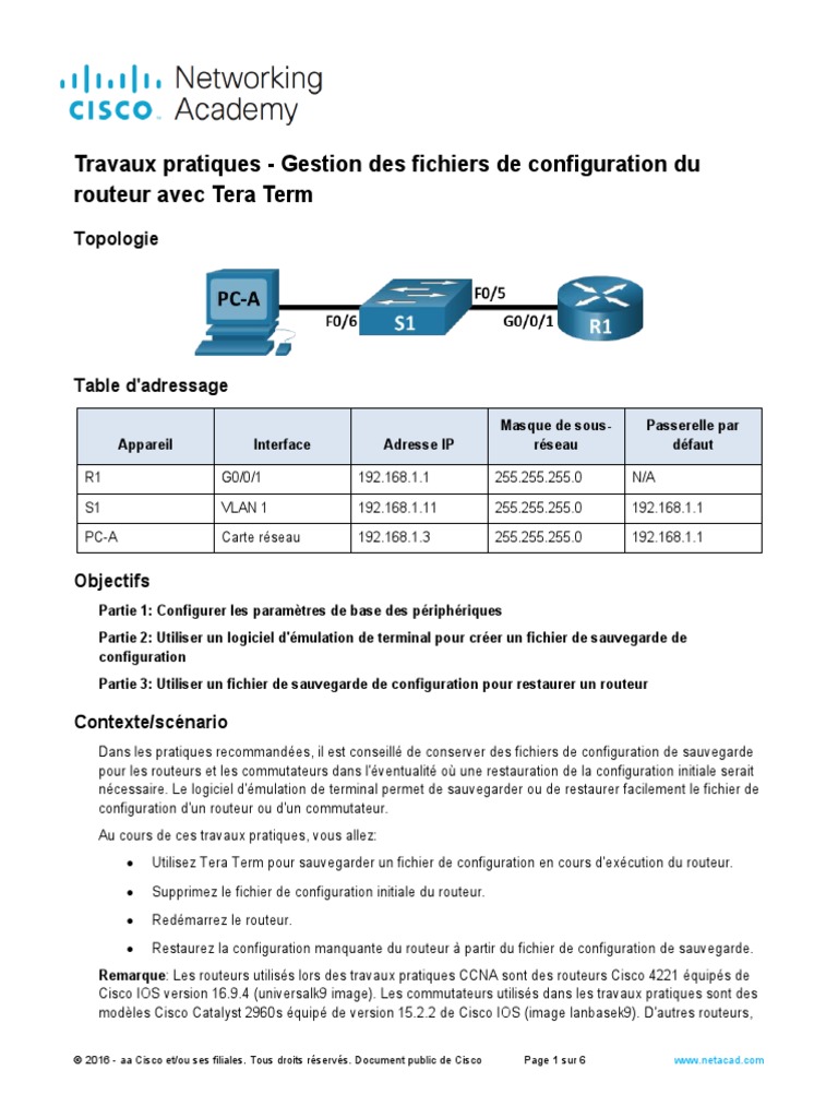 Gestion des configs routeur avec Tera Term | PDF | Topologie de réseau ...