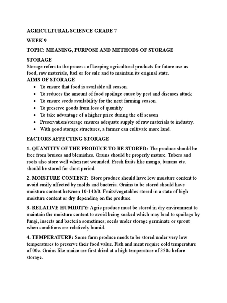Crop Storage Methods and Classifications | PDF | Leaf | Legume